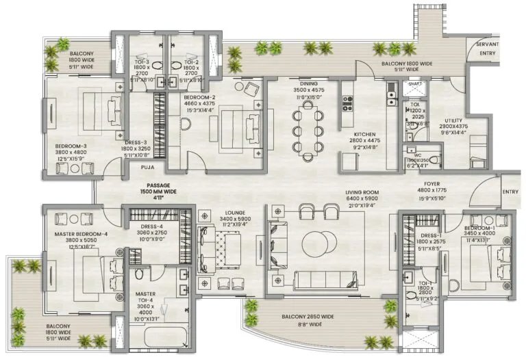 ELDECO Terra and Sol 4BHK Floor Plan Type 2
